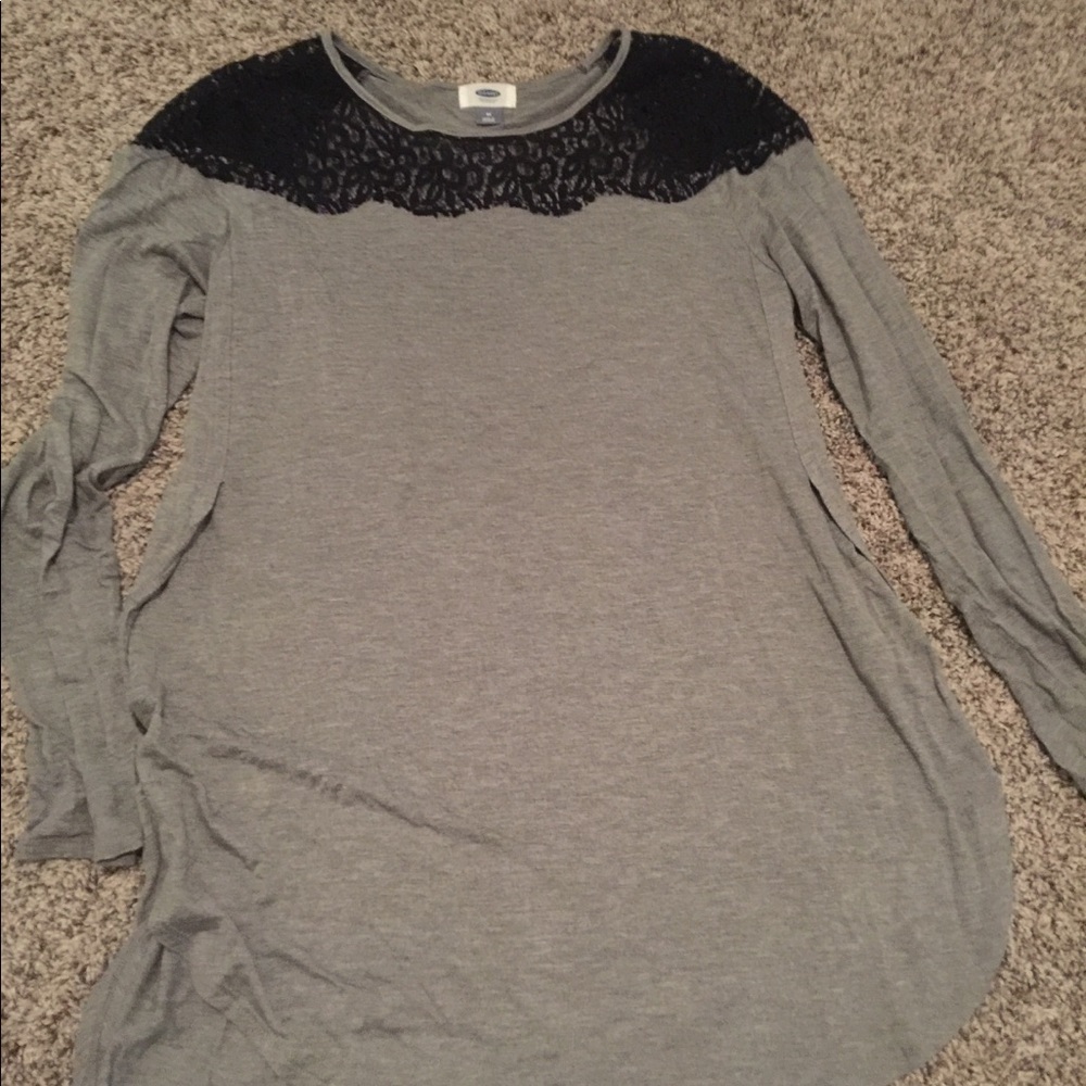 Gray and black lace tunic